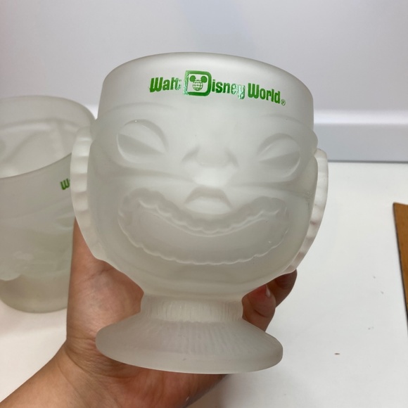 Set Of 2 Walt Disney World Polynesian Village Resort Frosted Glass Tiki Mug Cup - Picture 10 of 13